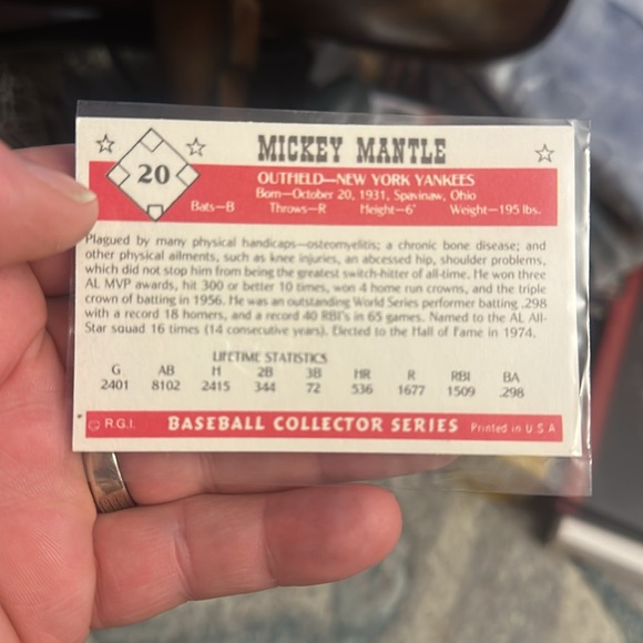 Mickey Mantle Vintage Collector Error Card 1984 RGI MLB HOF New York Yankees NYC - Picture 2 of 2